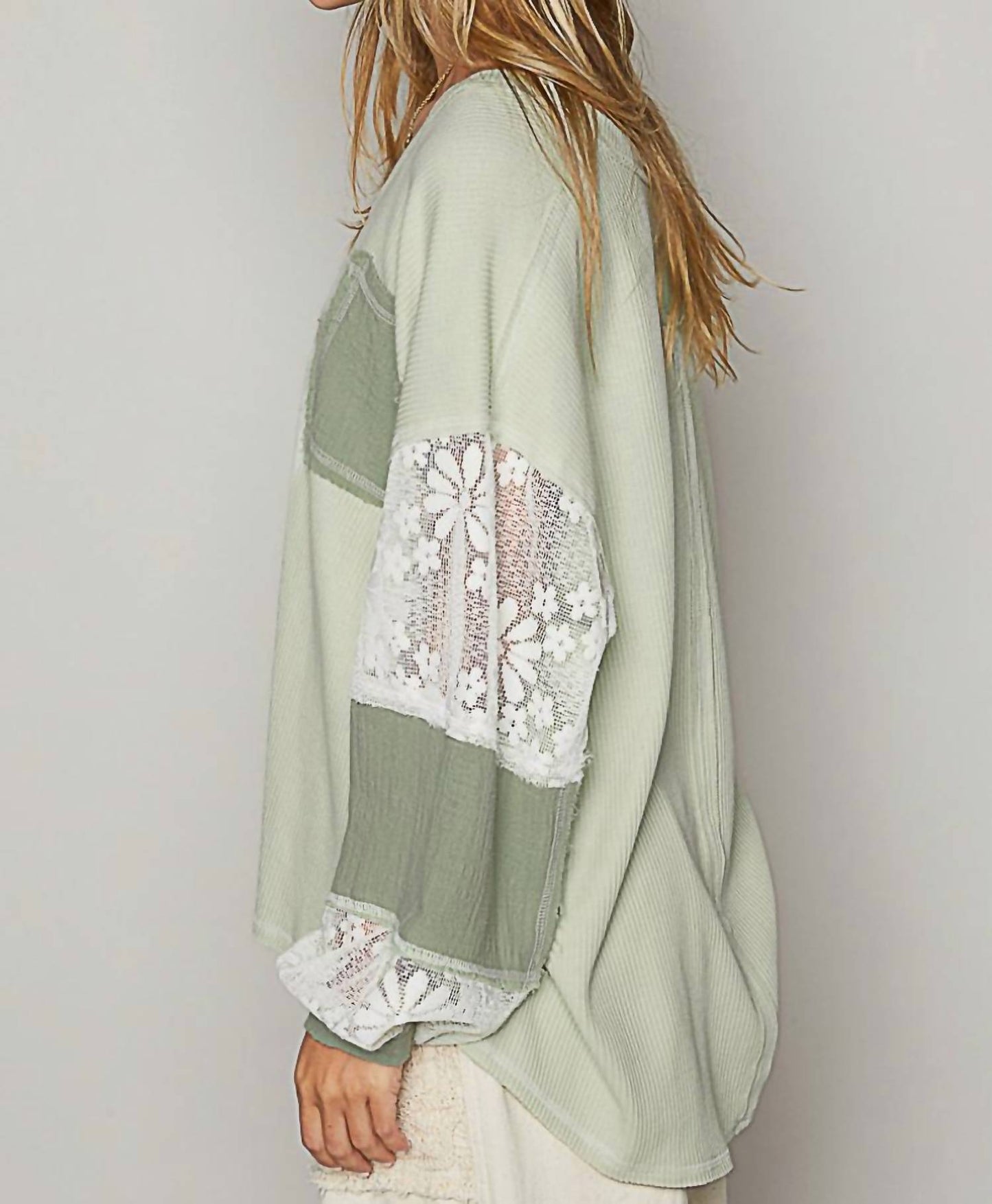 Pol - Lace Contrast Top