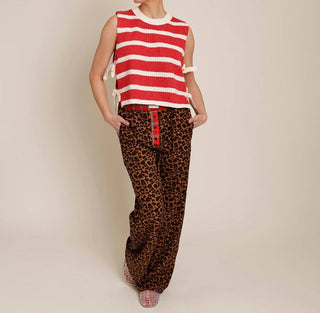 Bibi - Glamory Side-tie Striped Sweater Knit Top