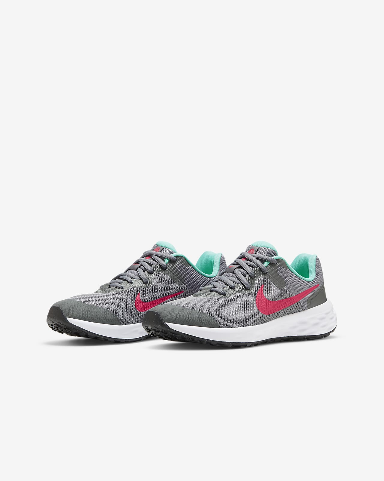 Nike Big Kids Revolution 6 Running Shoes Smoke Gray/Siren Red, Gray Size 7 D Medium