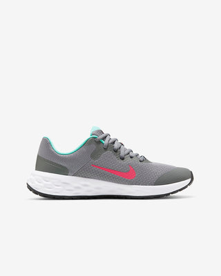 Nike Big Kids Revolution 6 Running Shoes Smoke Gray/Siren Red, Gray Size 7 D Medium