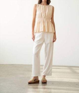 Elle Grey - Shirred Peplum Blouse