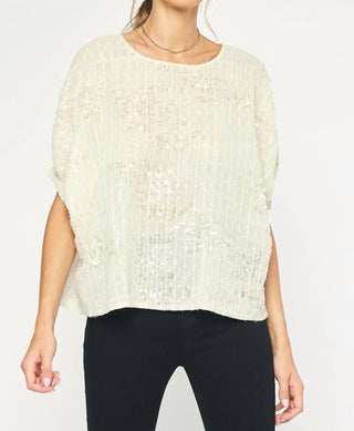 Entro - Sequin Short Sleeve Round Neck Top