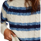 Free People - Frankie Cable Striped Pullover Sweater