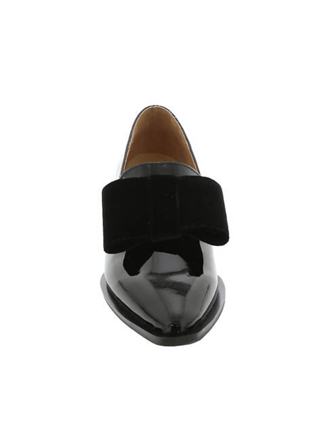 All Black - Women's Patent & Bow Loafer