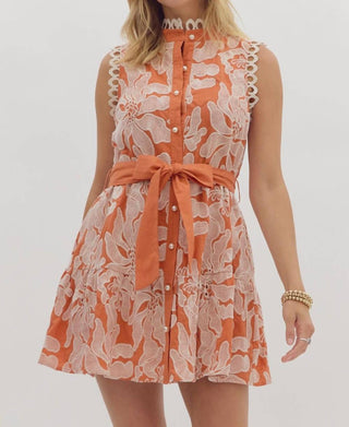 Entro - Embroidered Lace Trim Dress