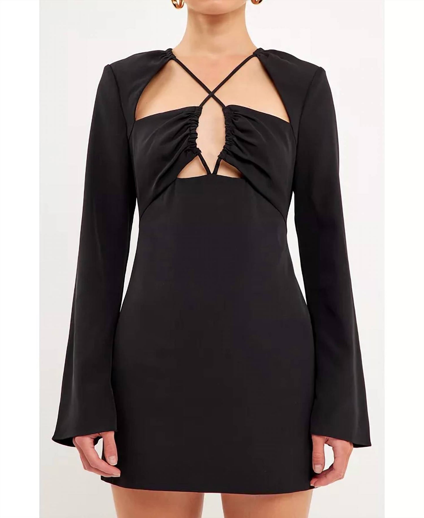 2.7 August Apparel - Crossover Straps Fitted Mini Dress