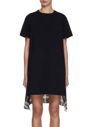 Sacai - Plaid Print Cotton Jersey Dress