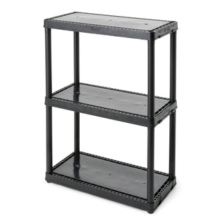 Gracious Living 3 Shelf Fixed Height Light Duty Storage Unit, Black (3 Pack)
