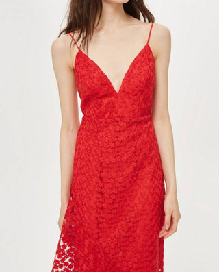 Topshop - Lace Embroidery Asymmetrical Cocktail Dress