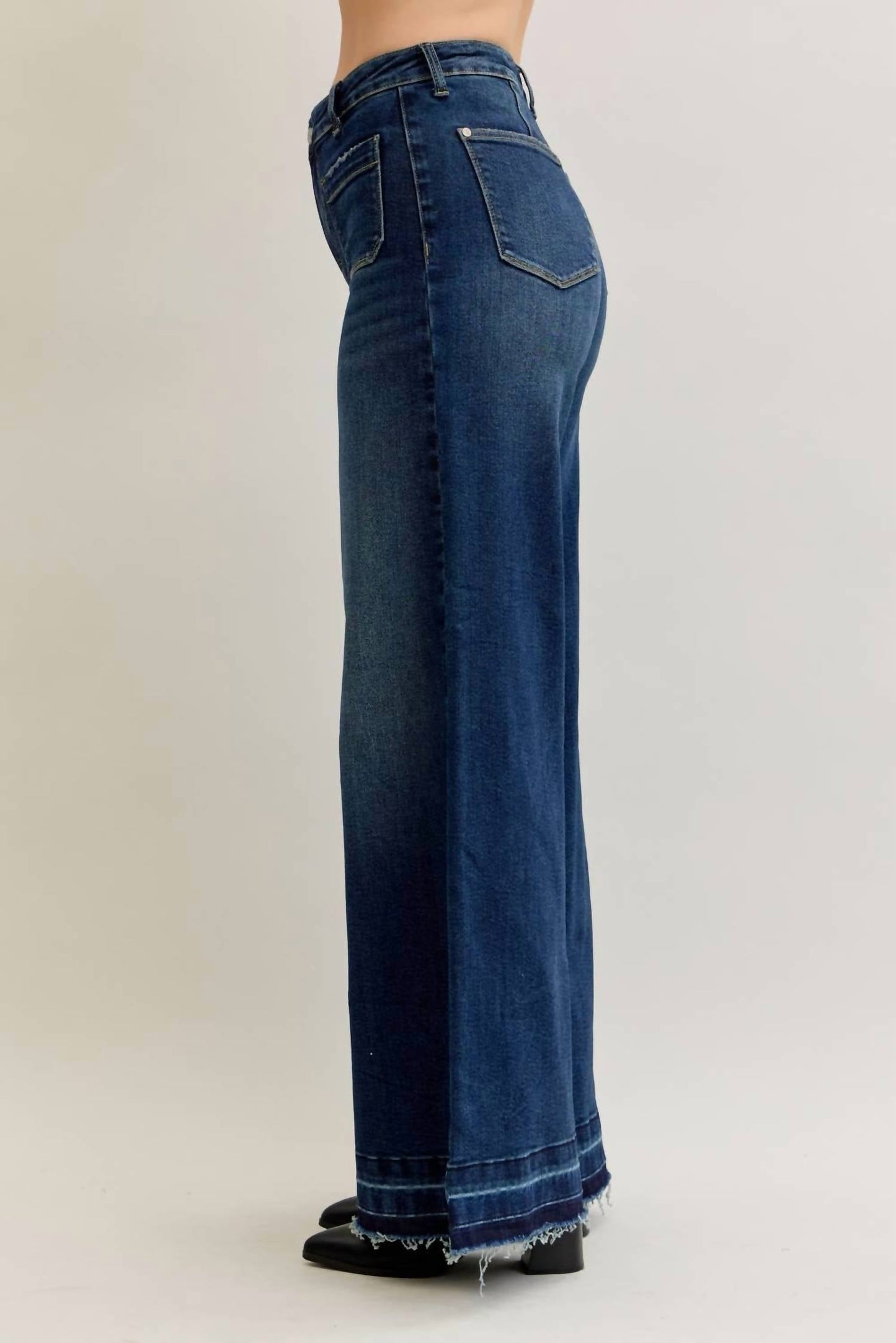 Judy Blue - High Waist Palazzo Front Patch Pockets Jeans