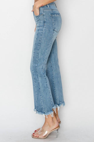 Risen - Step Hem Ankle Flare Jeans