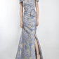 Janique - Bow Ornate Floral Evening Gown