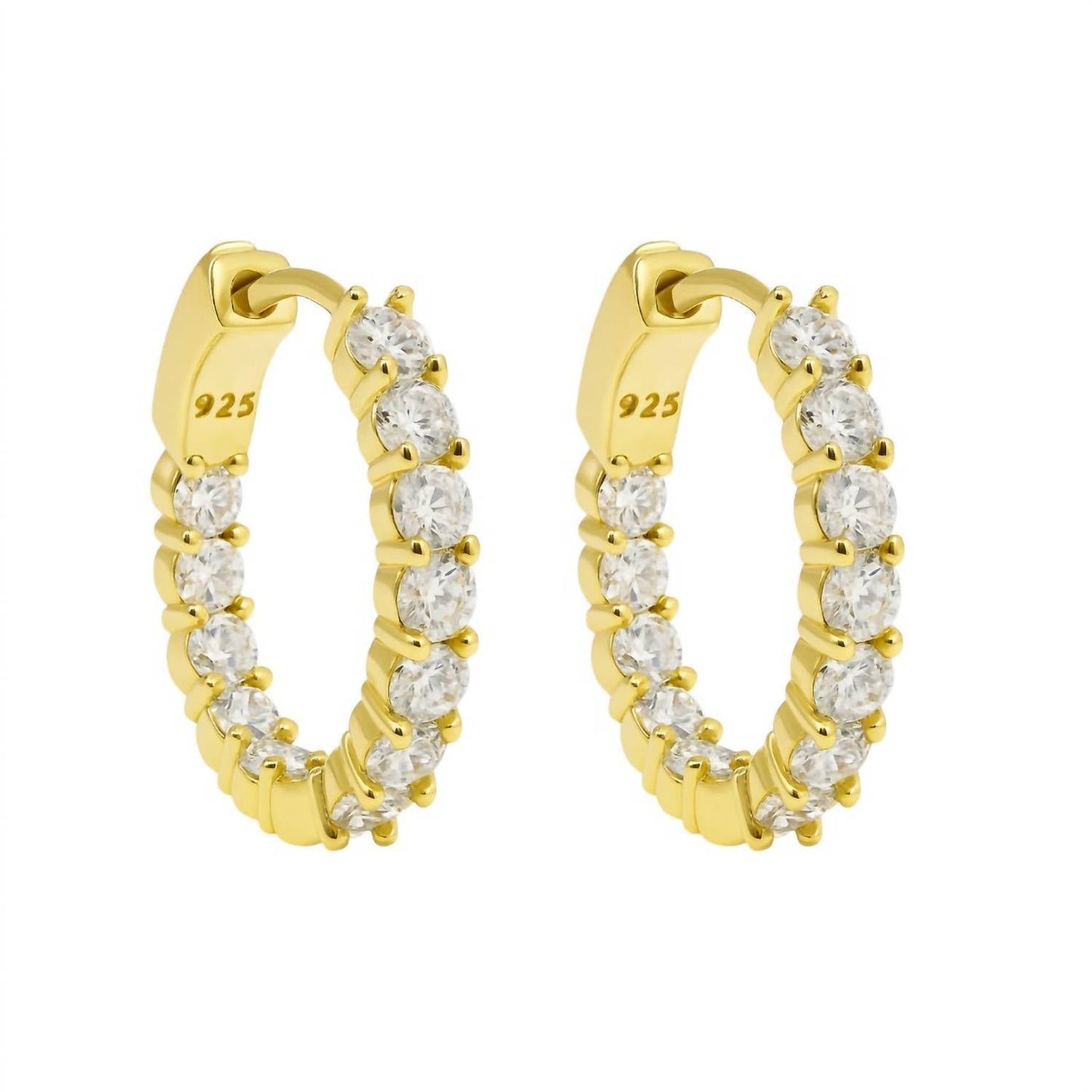 Allyanna Gifts - Women's Sterling Silver Moissanite Inside Out Hinged Hoop Earrings