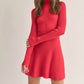 Klesis - Mock Neck Long Sleeve Fit-and-flare Mini Dress