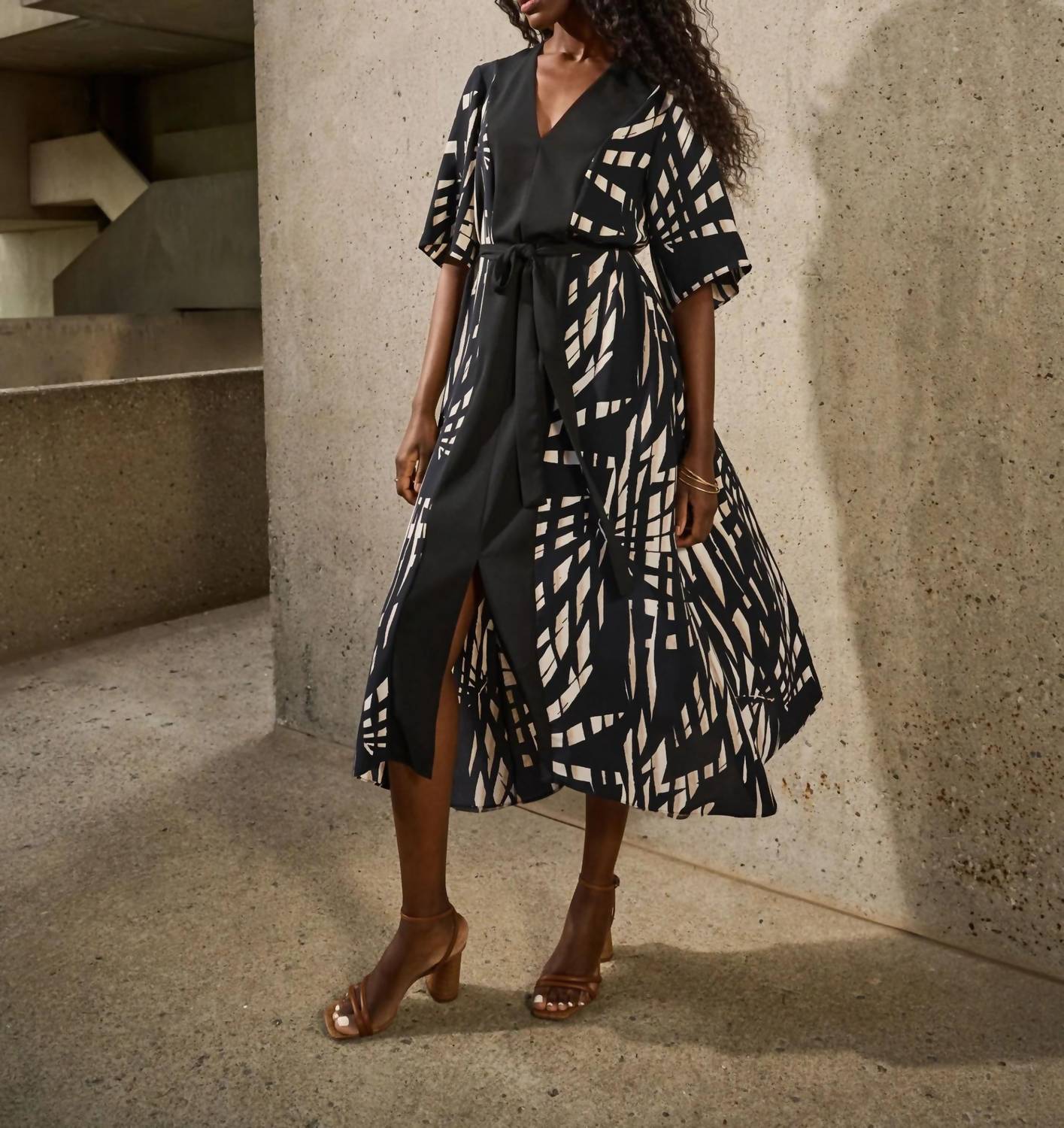 Joseph Ribkoff - Tropical Print Midi A-line Dress