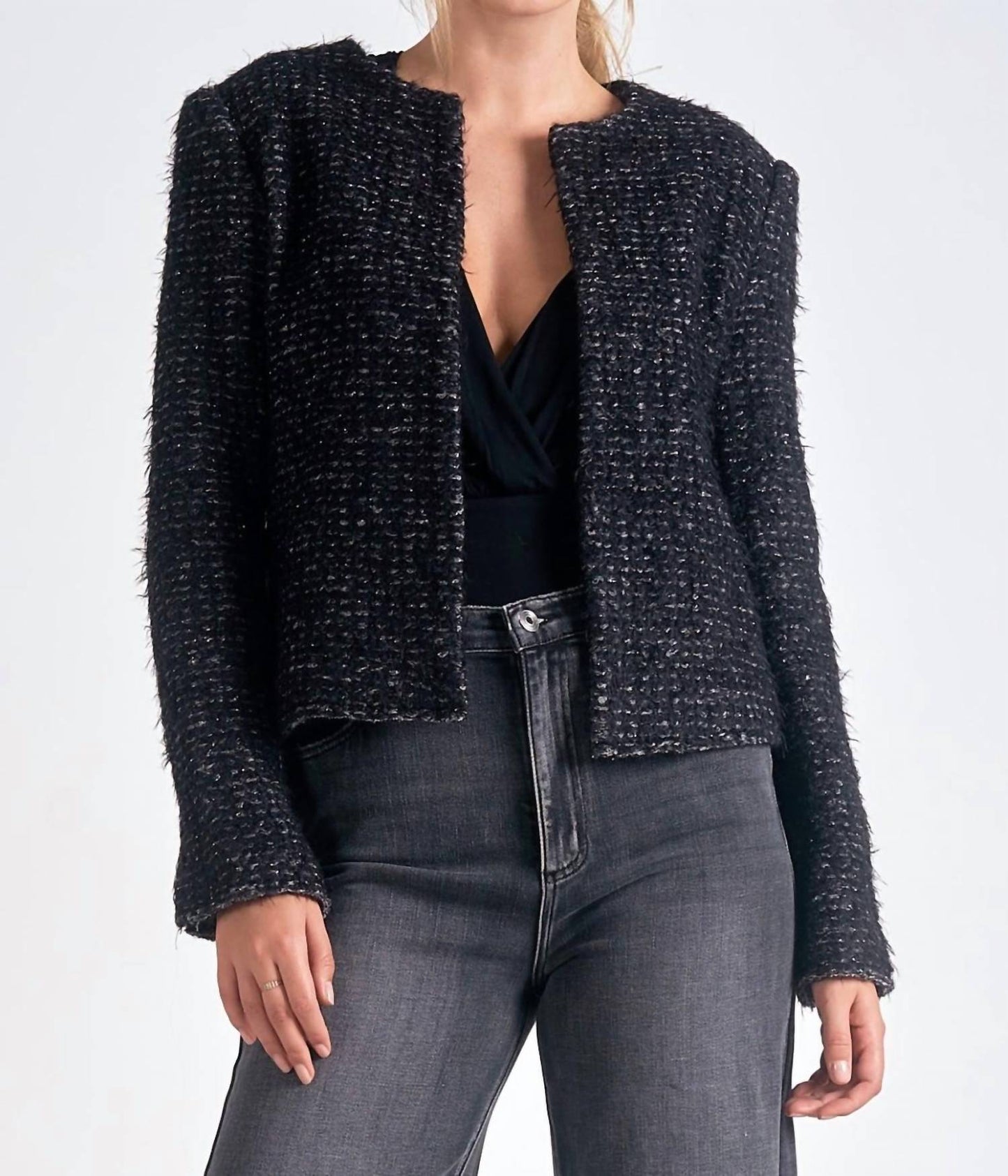 Elan - Tweed Structured Cropped Jacket