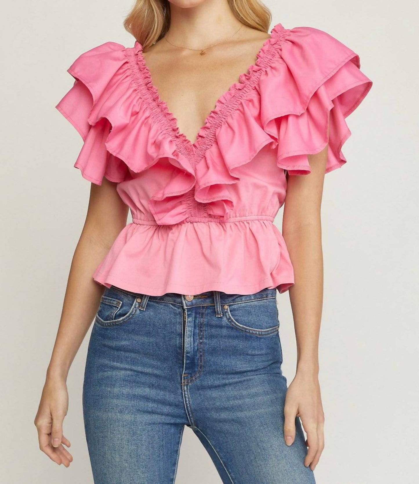 Entro - Ruffled Peplum Top