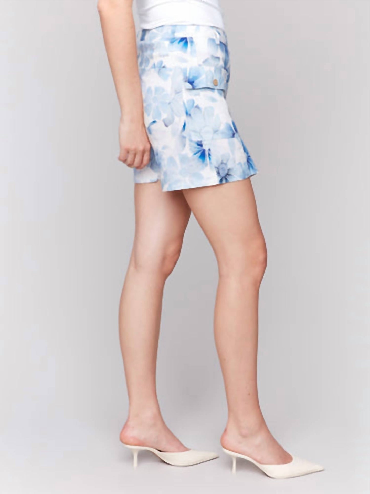 Charlie B - Printed Linen Blend Wrap Skort