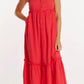 Mododoc - Button Front Tiered Midi Tank Dress