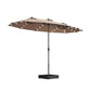 Double-Sided Outdoor Market Umbrella With Lights And Base