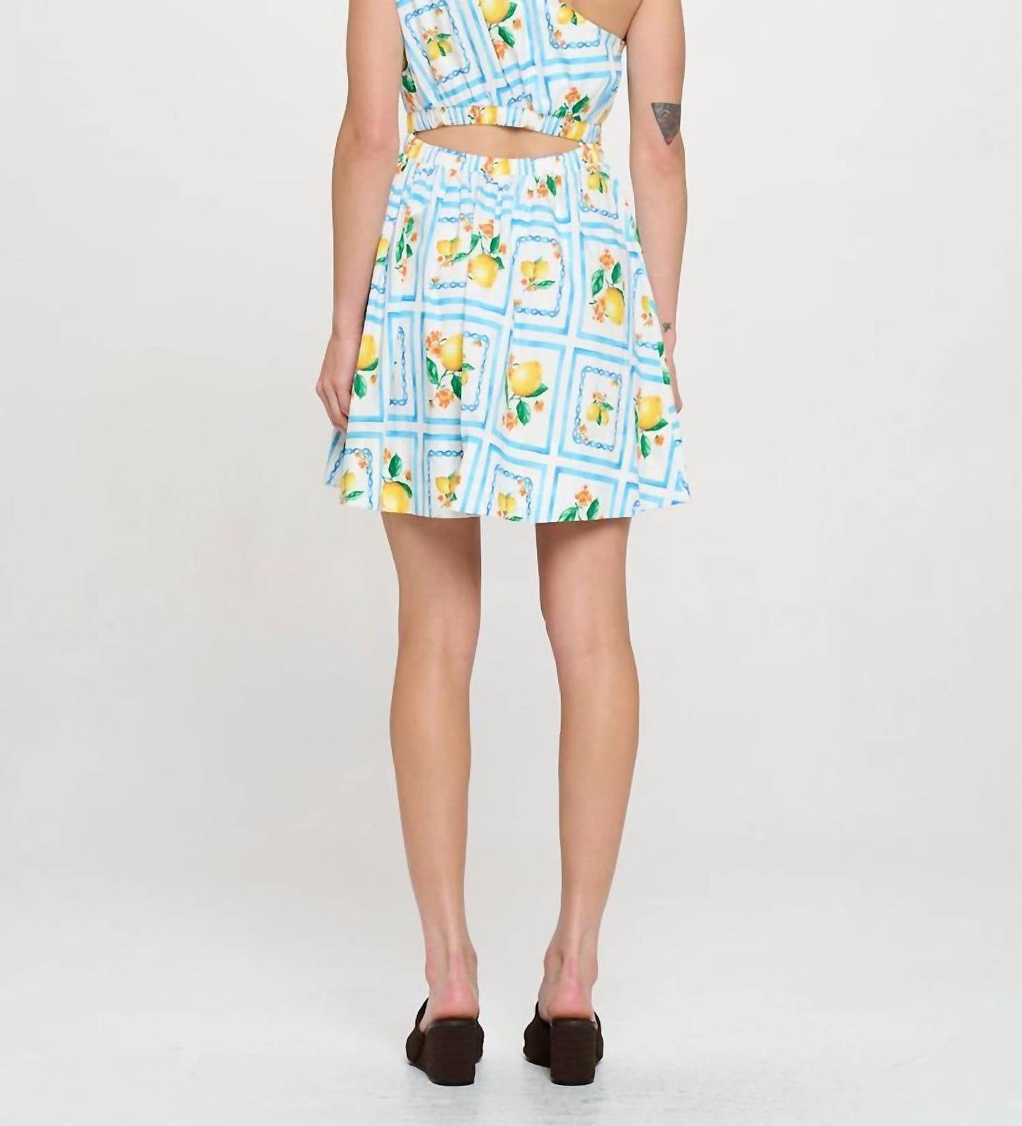 Meet Me In Santorini - Lemondae Bliss Printed One Shoulder Mini Dress