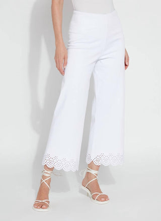 Lysse - Cropped Embroidered Eyelet Wide Leg Pants
