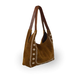 Anabaglish - Women's Phoebe Embroidered Suede Tote