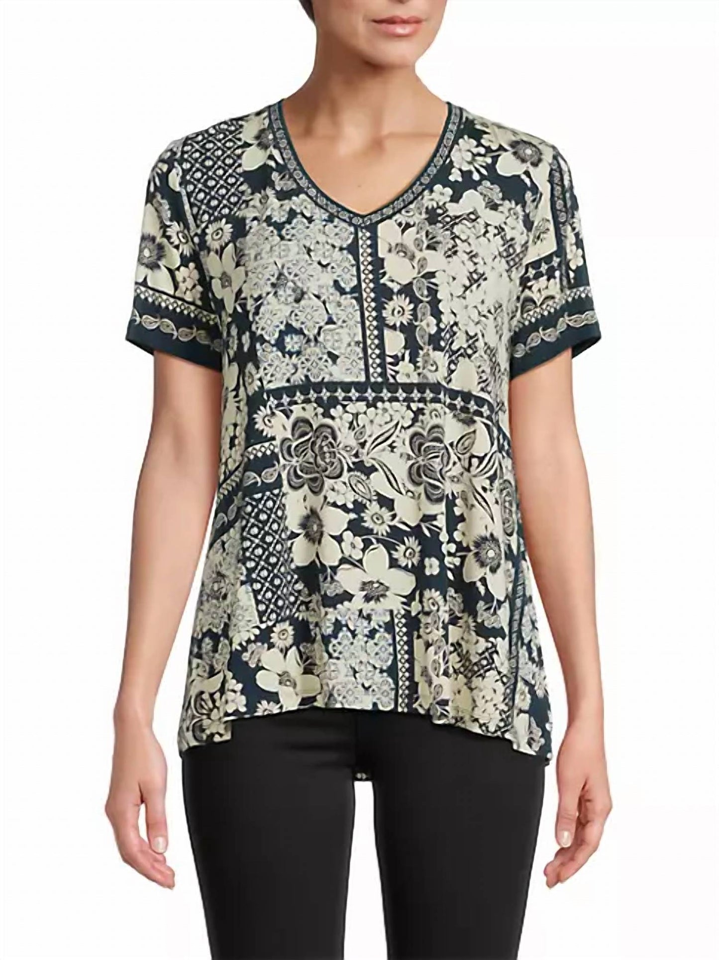 Johnny Was - Janie Favorite Short Sleeve V-Neck Swing Tee