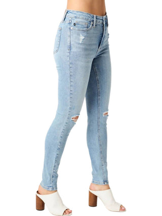 Judy Blue - Mid Rise Tummy Control Destroy Skinny Jeans