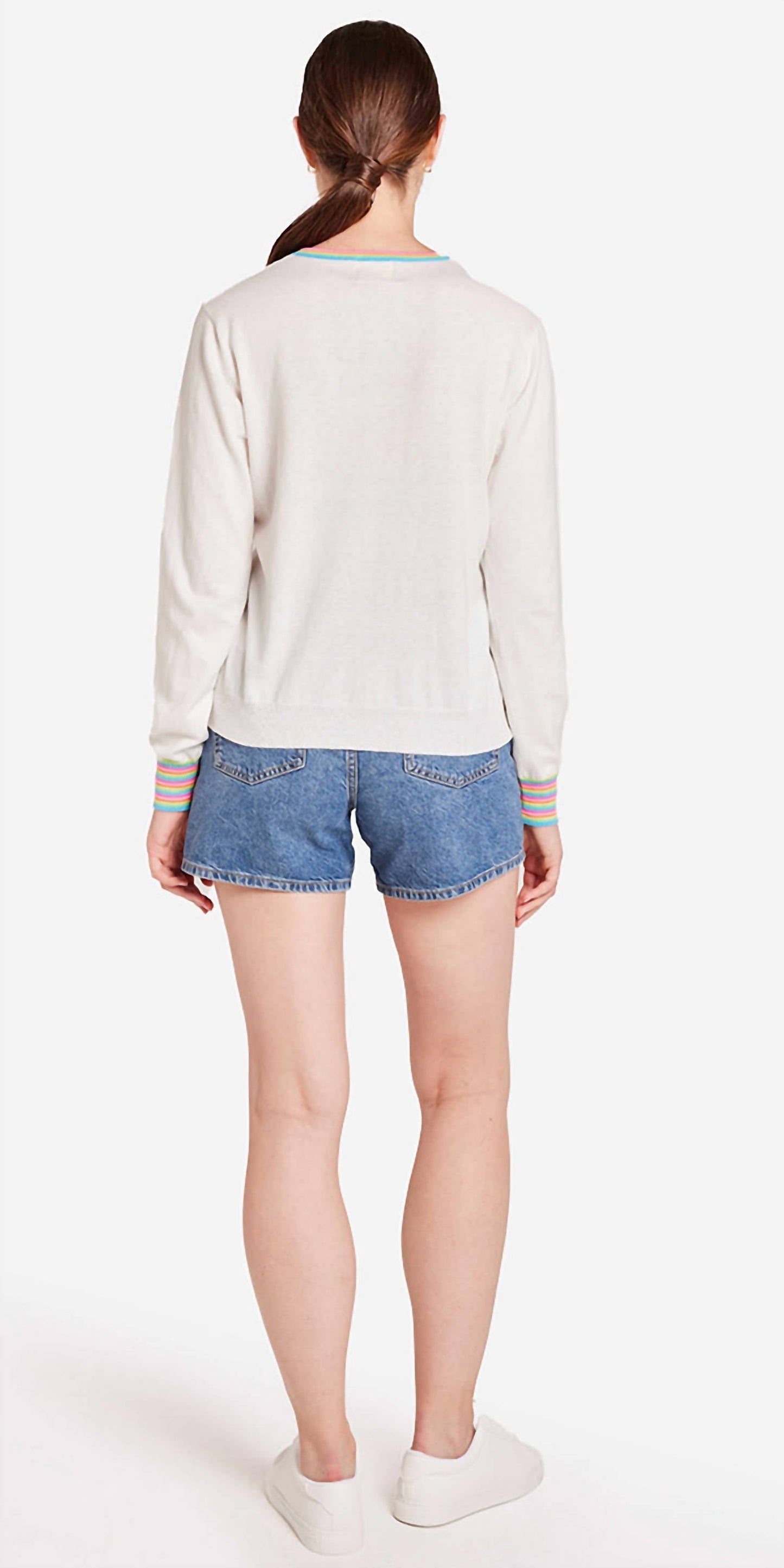 Brodie Cashmere - Rainbow Button Crew