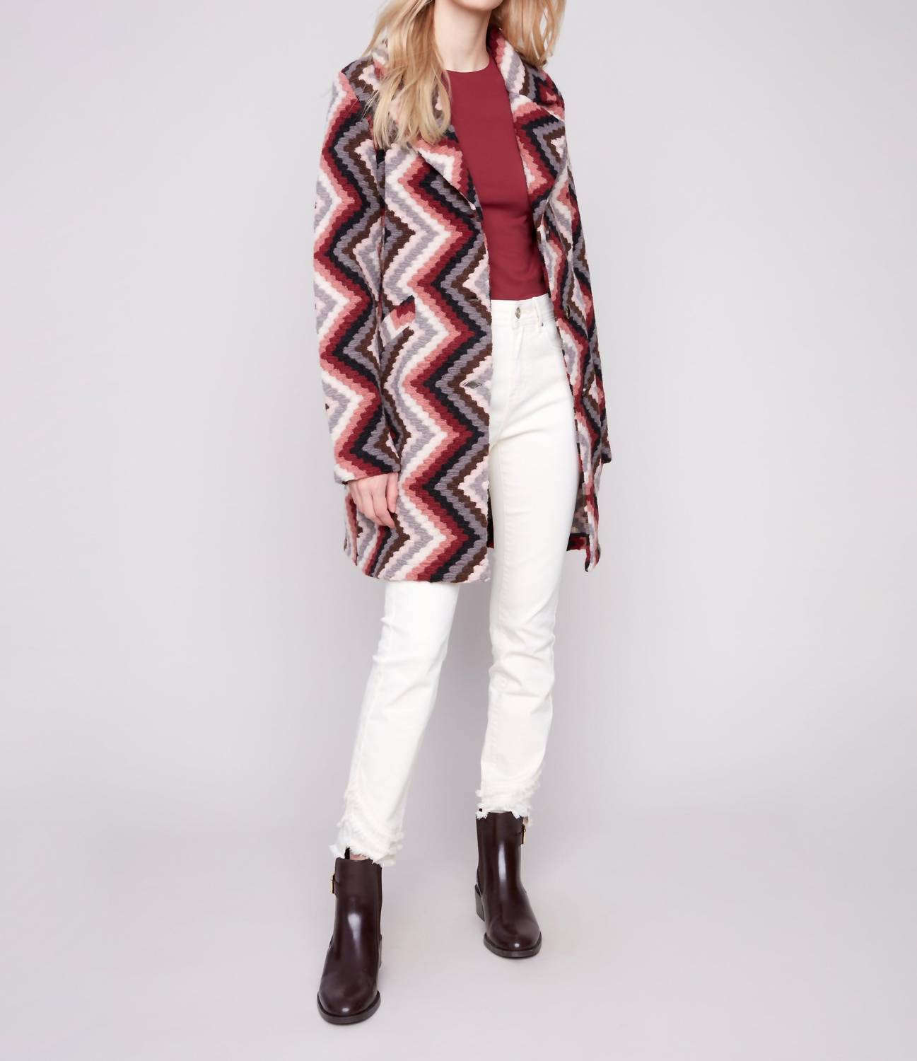 Charlie B - Long Crochet Coat With Button Closure