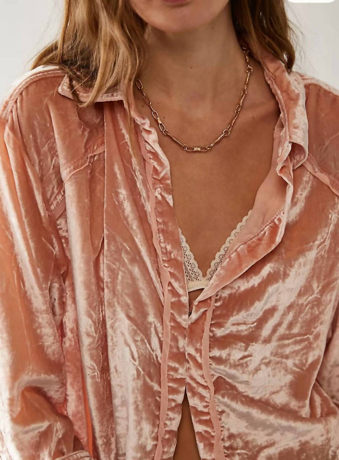 Free People - Marianne Velvet Long Sleeve Shirt