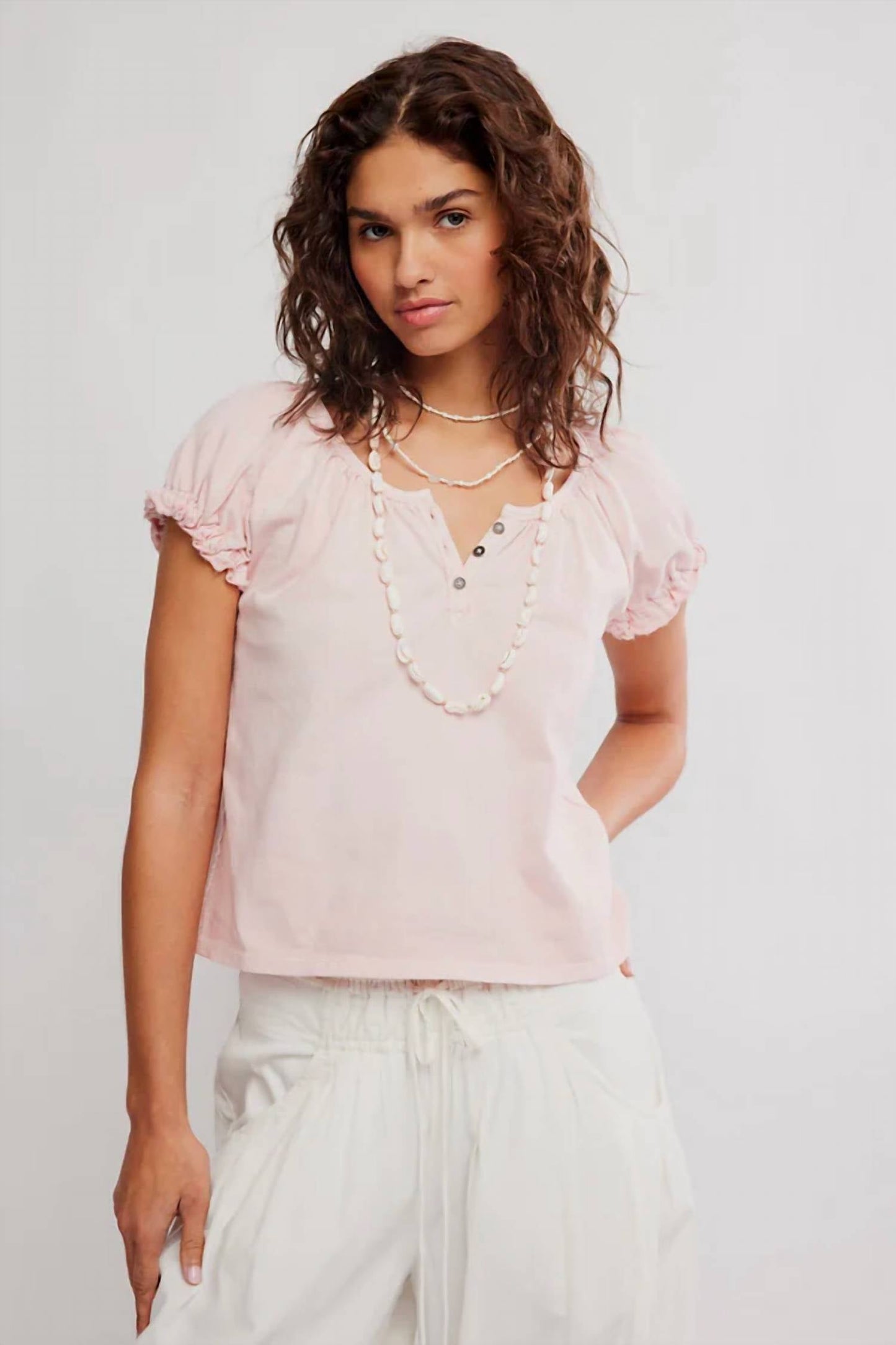 Free People - Issa Short Puffed Sleeves Tee