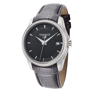 Tissot Women's T0352106605100 Couturier Diamond Bezel 32mm Black Leather Watch