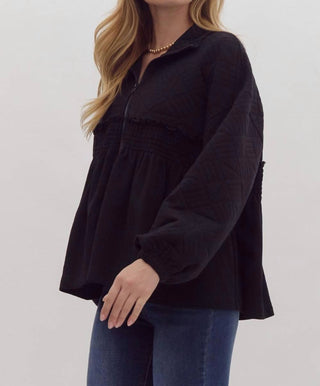 Entro - Ruffle Textured Zipper Jacket