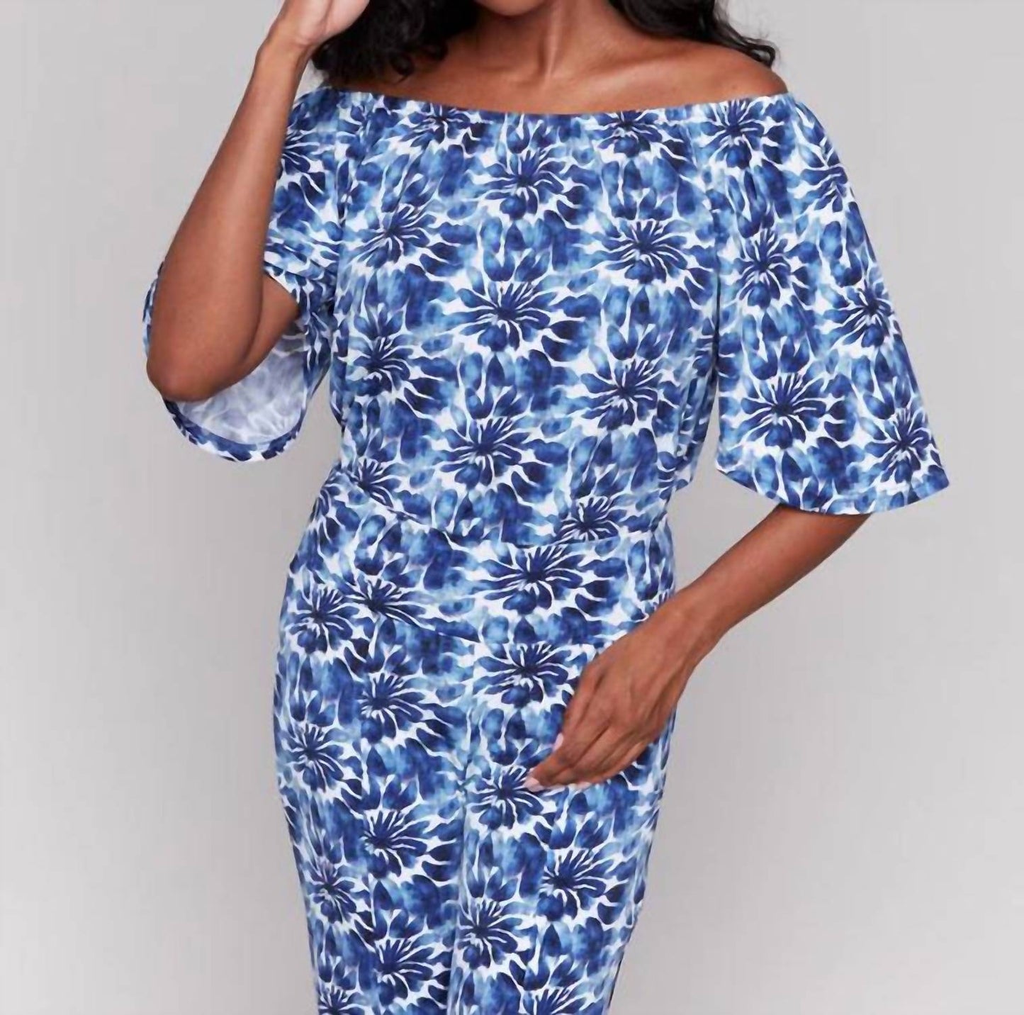 Charlie B - Lily Print Off Shoulder Knit Top