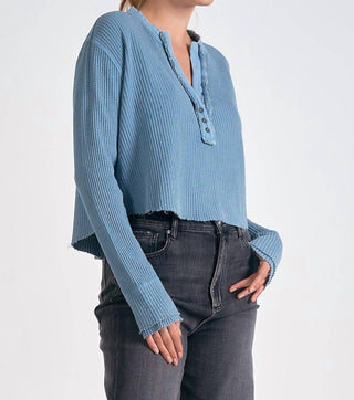 Elan - Waffle Henley Top