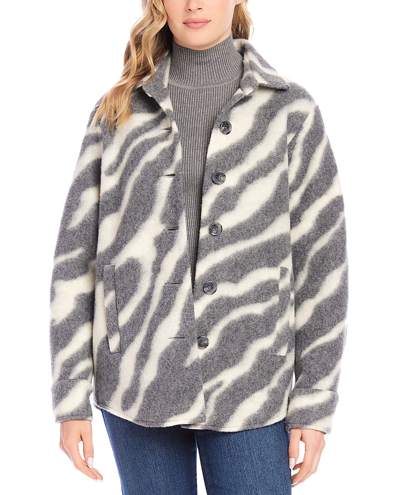 Karen Kane Brushed Wool Jacket Cream and Gray XLarge