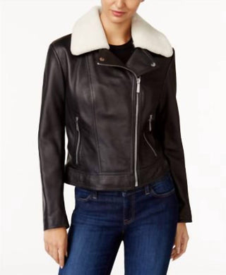 Michael Kors - Shearling Collar Leather Jacket
