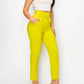A.C.G. Los Angeles - Women's Ankle Slim Fit Cigarette Pants With Belt