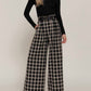 Active Basic - Belted Plaid Wide Long Pants
