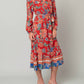 Pine Apparel - Floral Print Balloon Sleeve Dress