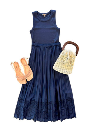 Current Air - Pleated Eyelet Midi Skirt