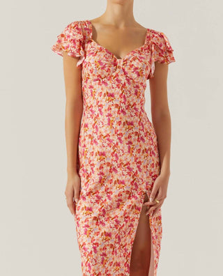 Astr - Maisy Floral Flutter Sleeve Midi Dress