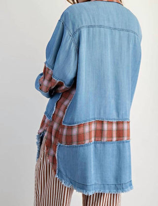 Easel - Plaid Chambray Button Down Shirt