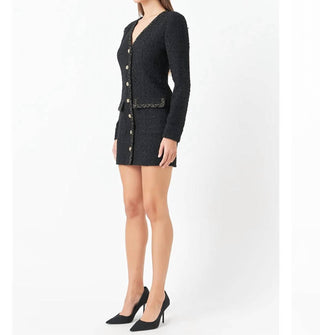 Endless Rose - Trim Detail Tweed Dress