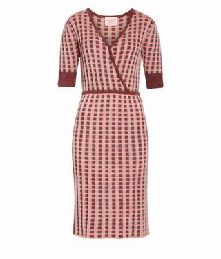 Kate Spade - Plaid Faux Wrap Knit Dress