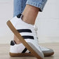 Little Daisy Closet - Women's Vintage Stripe Lace-up Flat Sneakers