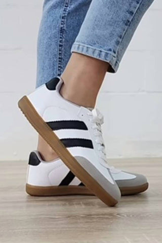 Little Daisy Closet - Women's Vintage Stripe Lace-up Flat Sneakers
