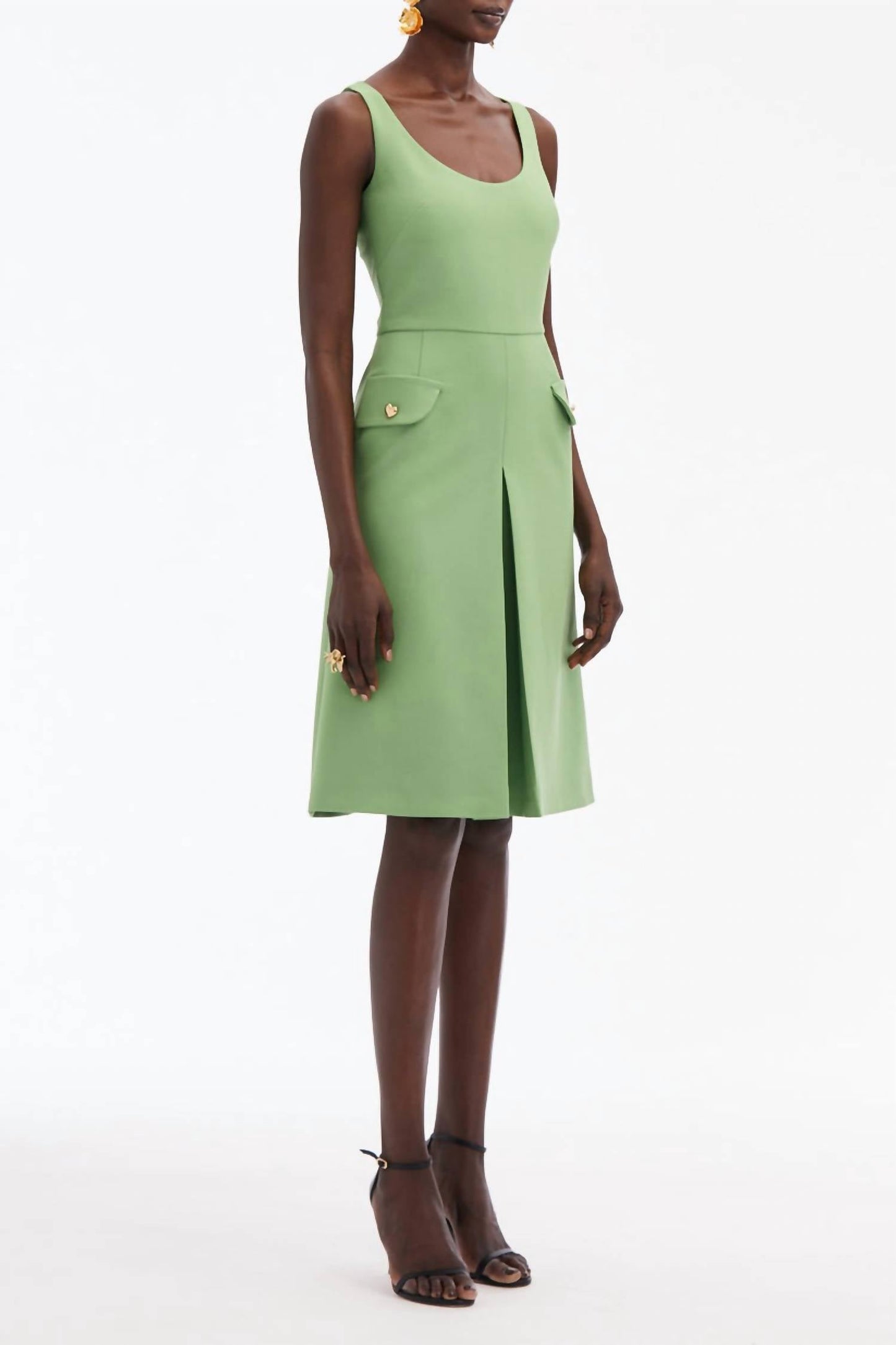 Oscar De La Renta - Women's Sleeveless Inverted Button Dress